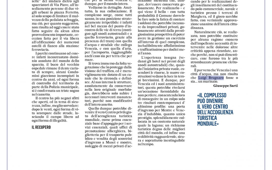 Il biglietto da visita sarà Forte Marghera – Il Gazzettino 27.11.2018